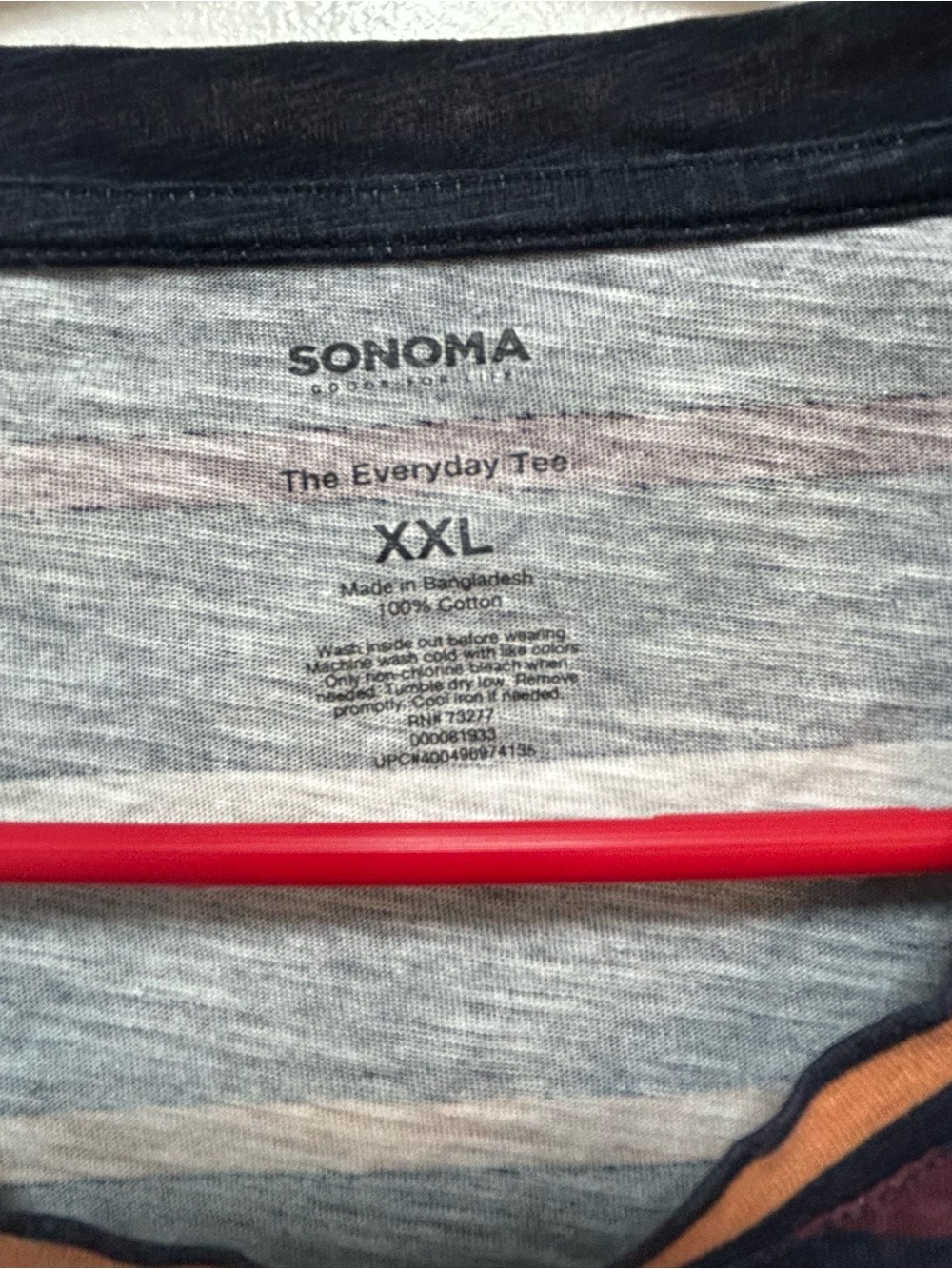 Sonoma Navy Long Sleeve Crewneck with Multicolor Stripes - Picture 3 of 3